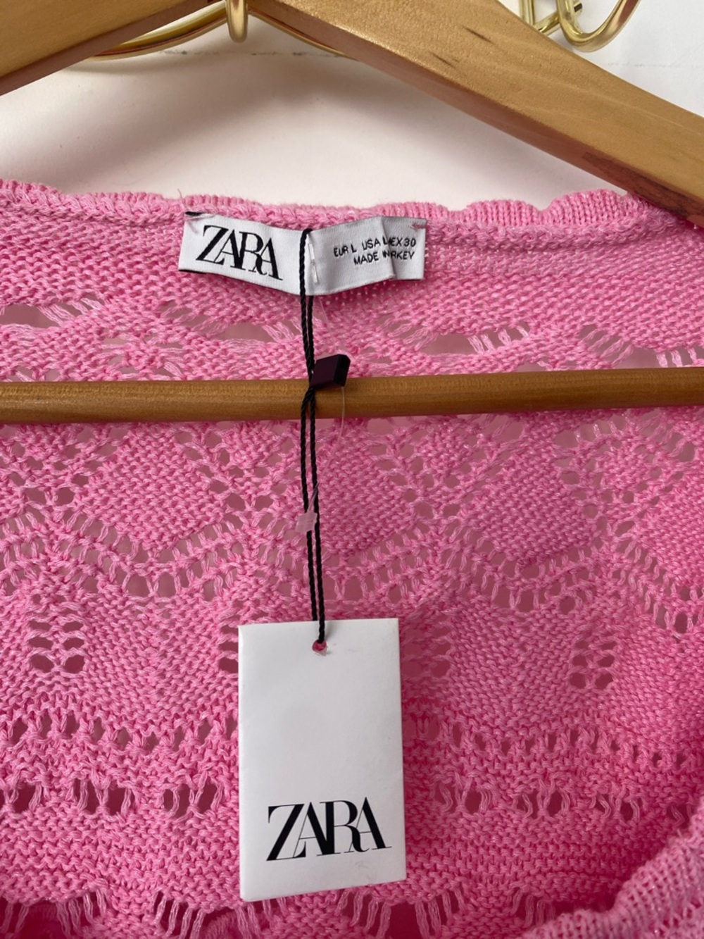 ZARA Pink Crochet Button-Up Short Sleeve Cardigan NWT! 🩷✨ - Picture 4 of 7